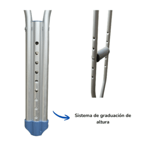 Muletas en Aluminio Color Gris y Altura Graduable - Imagen 2