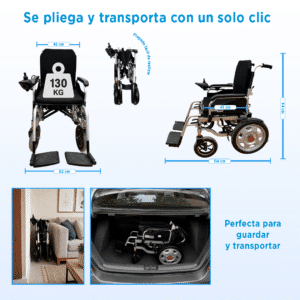 Silla de Ruedas Eléctrica Reposa Brazos y Pies Abatibles - Imagen 3